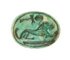Scarab Inscribed with a Hieroglyphic Motif, Steatite (glazed)