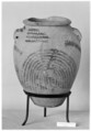 Decorated ware jar illustrating plants, Pottery, paint