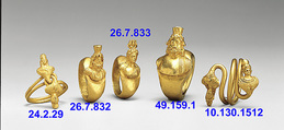 Ring with terminal busts of Osiris and a Isis twisted for a bezel, Gold