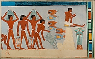 Facsimile: Scene of Fish Preparation and Net Making, Norman de Garis Davies (probably Norman), Tempera on paper