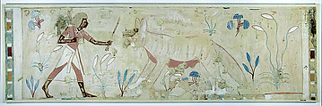 Man Confronting a Hyena, Tomb of Amenemhab, Nina de Garis Davies (1881–1965), Tempera on paper