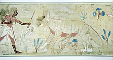 Man Confronting a Hyena, Tomb of Amenemhab, Nina de Garis Davies (1881–1965), Tempera on paper
