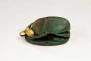 Scarab Inscribed with the Throne Name of Amenhotep I, Egyptian Blue ?, gold