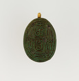 Scarab Inscribed with the Throne Name of Amenhotep I, Egyptian Blue ?, gold