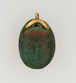 Scarab Inscribed with the Throne Name of Amenhotep I, Egyptian Blue ?, gold
