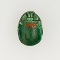 Scarab Inscribed for the King's Principal Wife Ahmose, Steatite, glazed