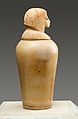 Canopic Jar (07.226.1) with a Lid Depicting a Queen (30.8.54), Travertine (Egyptian alabaster), blue glass, obsidian, unidentified stone