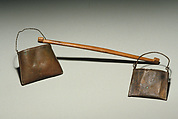 Model Yoke and Baskets for a Shabti, Wood, bronze or copper alloy