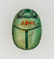 Scarab Inscribed with the Horus Name of Thutmose I, Steatite, glazed