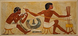Stringing and Drilling Beads, Tomb of Rekhmire, Nina de Garis Davies, Paper, tempera paint, ink