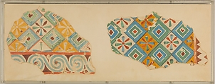 Two Fragments of Ceiling Patterns, Tomb of Senenmut, Nina de Garis Davies, Tempera on paper
