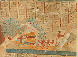 Boats with Mourners and Provisions, Tomb of Neferhotep, Nina de Garis Davies (1881–1965), Tempera on paper