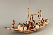 Model Sailing Boat Transporting a Mummy, Wood, paint
