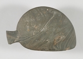 Fish-shaped palette with the remains of green pigment, Greywacke