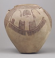 Decorated ware jar depicting boats, Pottery, paint