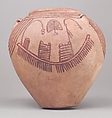 Decorated ware jar depicting boats, Pottery, paint
