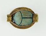 Scarab Set in a Ring Bezel, Gold, glazed steatite