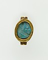Cowroid Set in a Ring Bezel, Gold, glassy faience