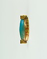 Cowroid Set in a Ring Bezel, Gold, glassy faience