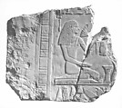 Relief Fragment Depicting a Kneeling Woman, Limestone, paint