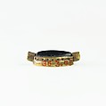 Cowroid Inscribed with an Ankh, Hematite, gold