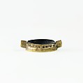 Cowroid Inscribed with an Ankh, Hematite, gold