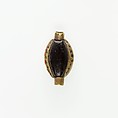 Cowroid Inscribed with an Ankh, Hematite, gold