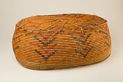 Large Oval Storage Basket, Halfa grass, palm leaf, linen cord