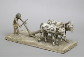 Model of a Man Plowing, Painted wood