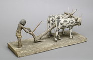 Model of a Man Plowing, Painted wood