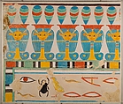 Painted Restoration of the Hathor-Head Frieze in the Tomb of Senenmut, Nina de Garis Davies, Tempera on paper