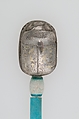 Scarab of the Storehouse Overseer Wah, Silver, electrum, glazed steatite, linen cord