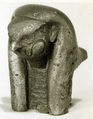 Falcon head, fitting from furniture or shrine, Cupreous metal