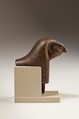 Falcon head, fitting from furniture or shrine, Cupreous metal