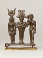 Triad of Osiris, Isis, and Horus, Cupreous metal