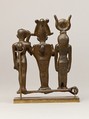 Triad of Osiris, Isis, and Horus, Cupreous metal