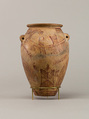 Decorated ware jar illustrating boats, Pottery, paint