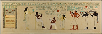 Facsimile of the painting on the inner front side of the sarcophagus of Aashyt, Charles K. Wilkinson, Tempera on paper