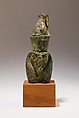 Head of Horus for attachment, Cupreous metal, precious metal leaf