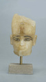 Head of Amenhotep III, Travertine (Egyptian alabaster), paint