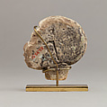 Nubian head inlay, Faience