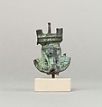 Hathor sistrum head, Cupreous metal