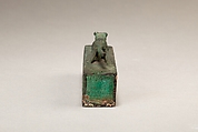 Shrew surmounting a box for animal mummy, Cupreous metal
