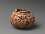 Decorated ware jar with spiral design, Pottery, paint