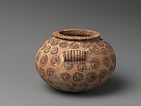 Decorated ware jar with spiral design, Pottery, paint