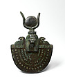 An aegis of Isis, Bronze or copper alloy, green glass, blue glass