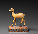 Gazelle, Ivory (elephant), wood, blue-pigment inlay