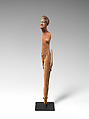 Left Side of a Statuette, Probably a Nude Male, Wood, paint