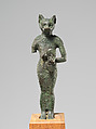 Bastet holding aegis and basket, Cupreous metal