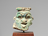 Head from a Bes Jar, Faience